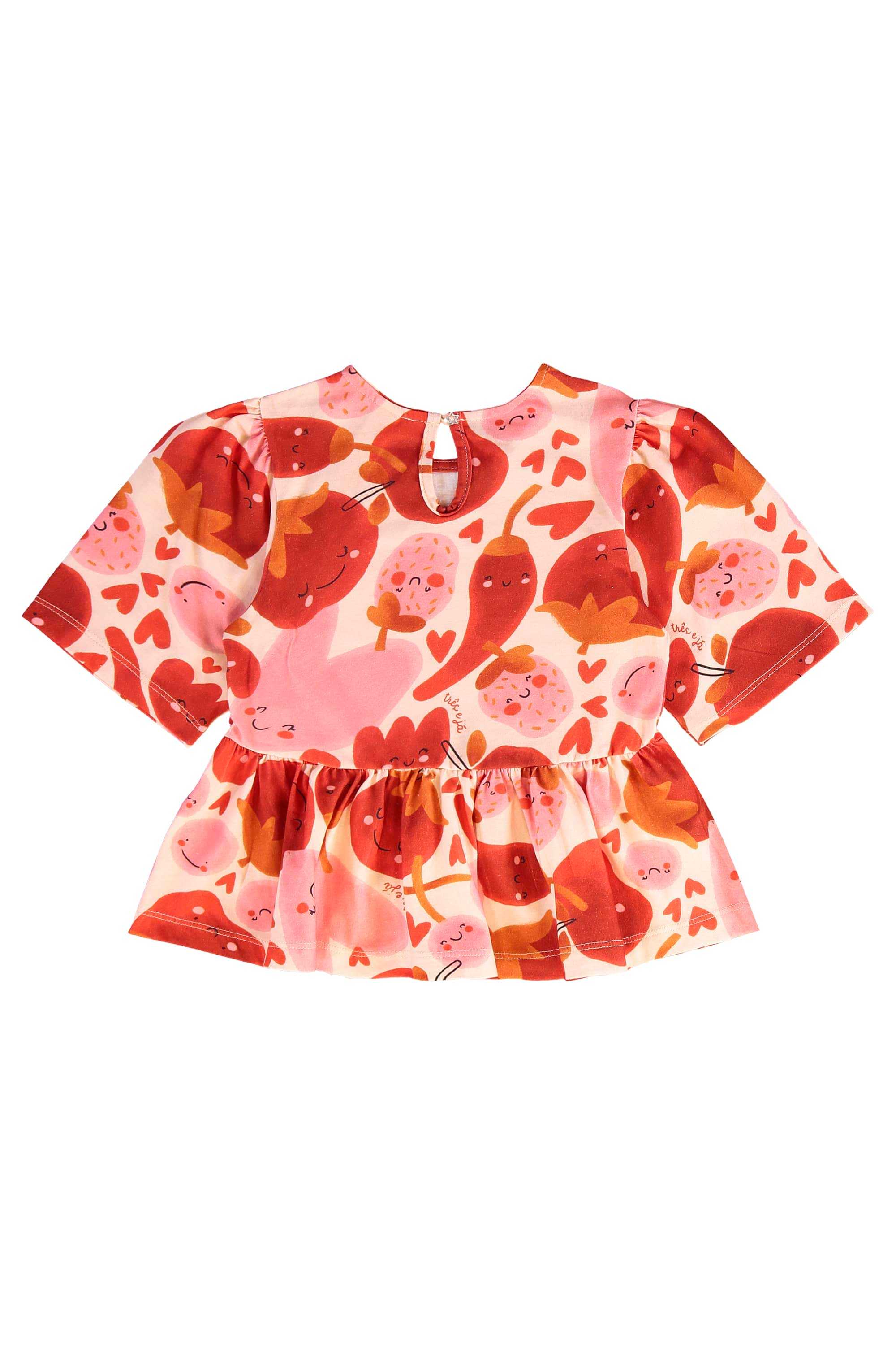 Conjunto Infantil Frutas Vermelhas com Blusa e Short (Rosa) Três e Já - Imagem 47